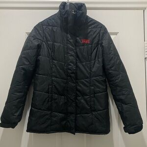 VANS Jacket Black Polka Dots on Black Jacket with Red Details, Small